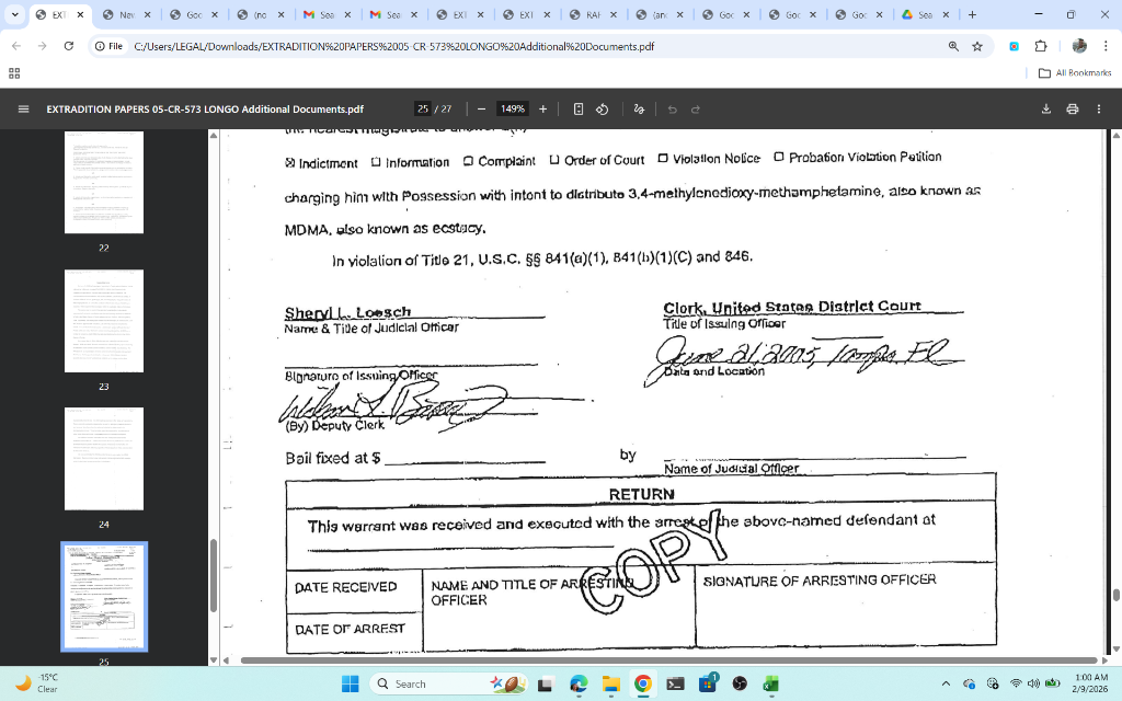 arrests.org record for 9 February 2007 with Francesco Longo's annotations